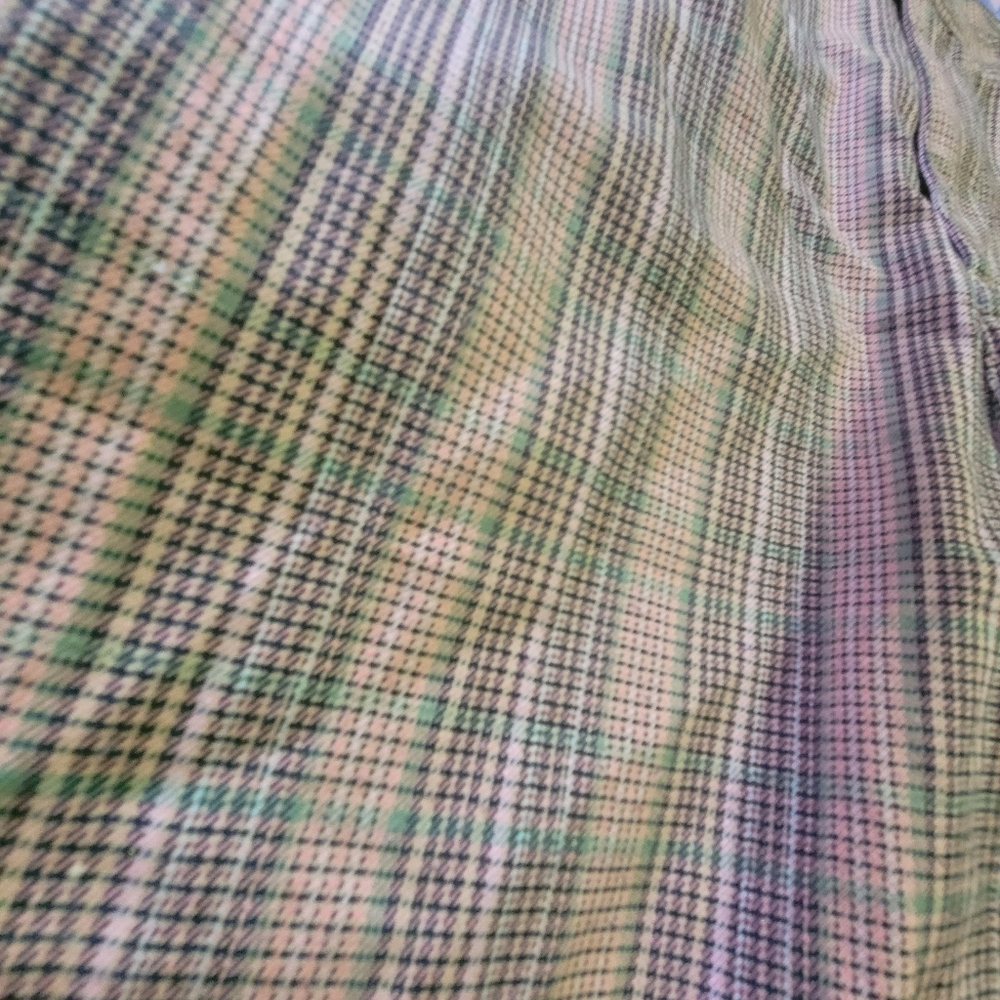 Houston White Pink & Green Plaid Pants with Relaxed Fit & Elastic Hems Size M - Picture 2 of 6